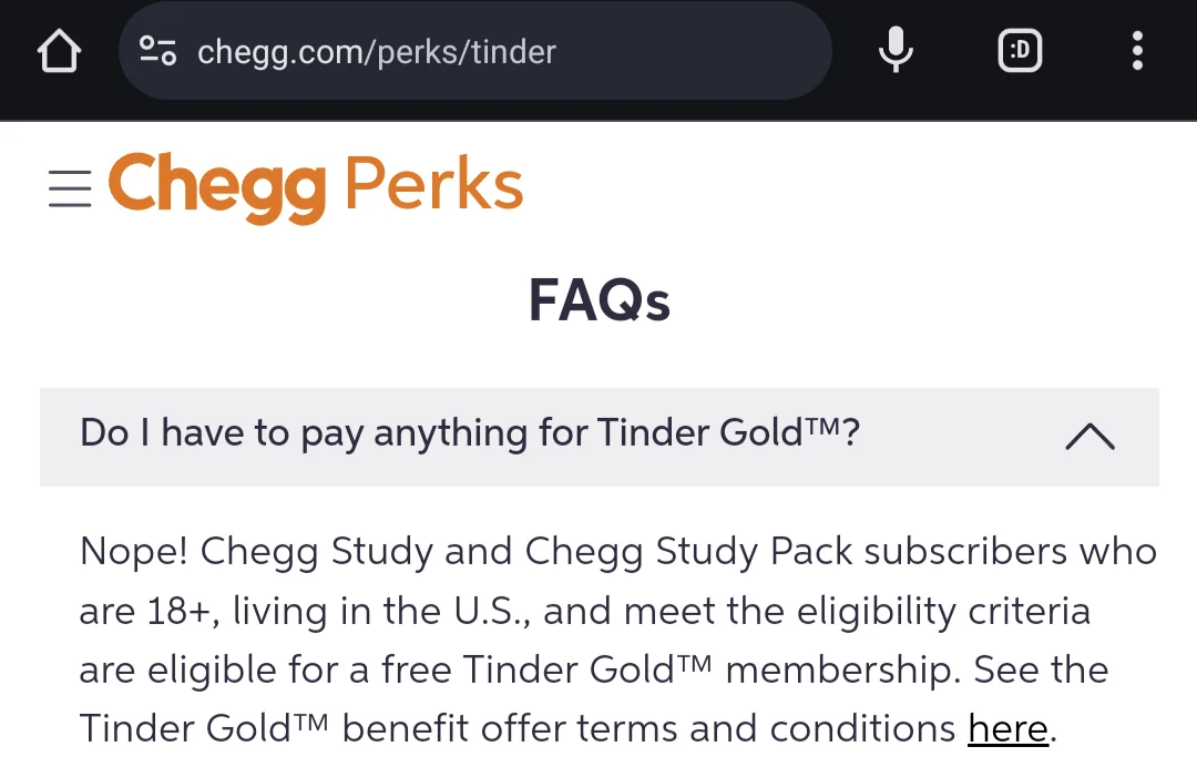 Enjoy Tinder Gold with Chegg's Help